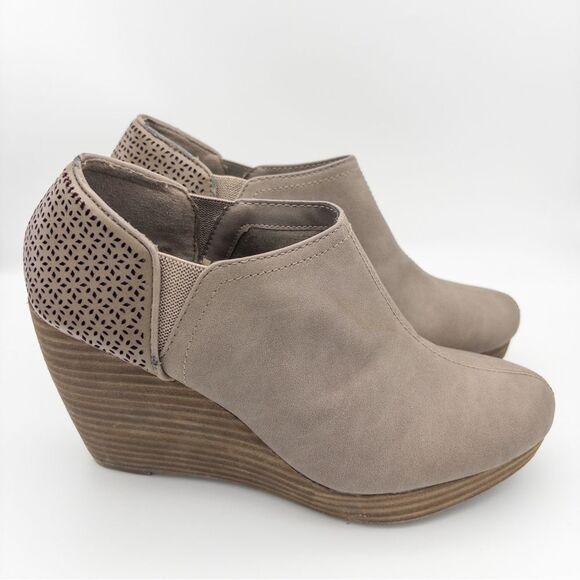 Dr Scholl's Memory Foam Cool Fit Womens Size 8 Taupe Harlow Wedge Booties - Picture 1 of 11